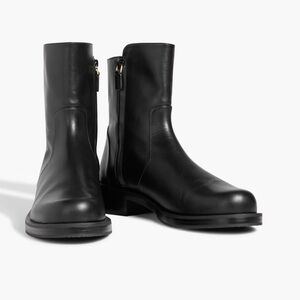 STUART WEITZMAN 5050 Bold ZIP ankle boots BLACK LEATHER 8